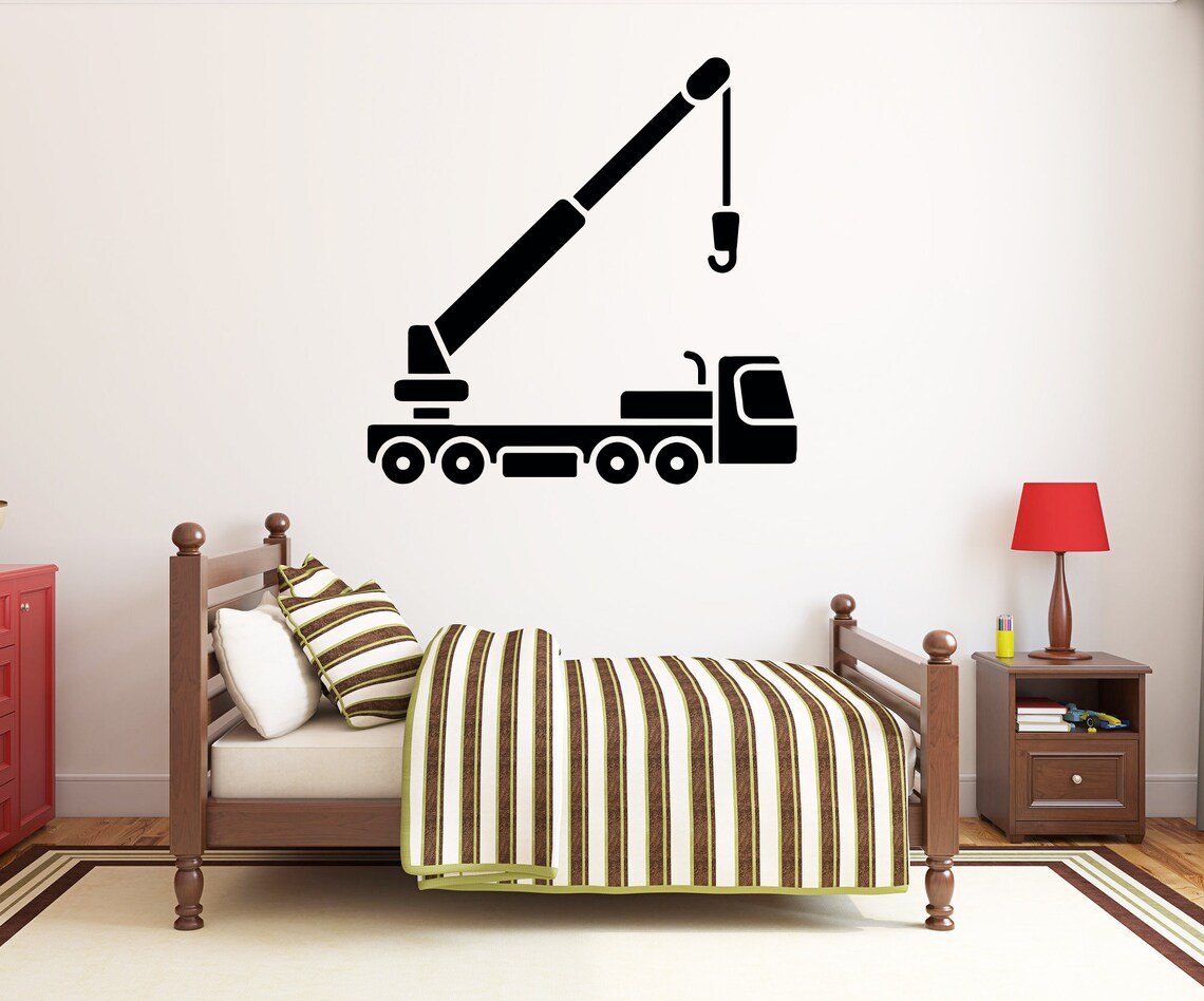 Construction Crane Wall Decal Heavy Construction Wall Etsy