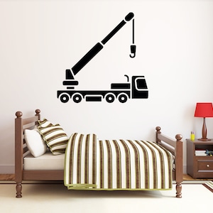Construction Crane Wall Decal | Heavy Construction Wall Sticker | Crane Wall Decor | Decals for Boys HL19
