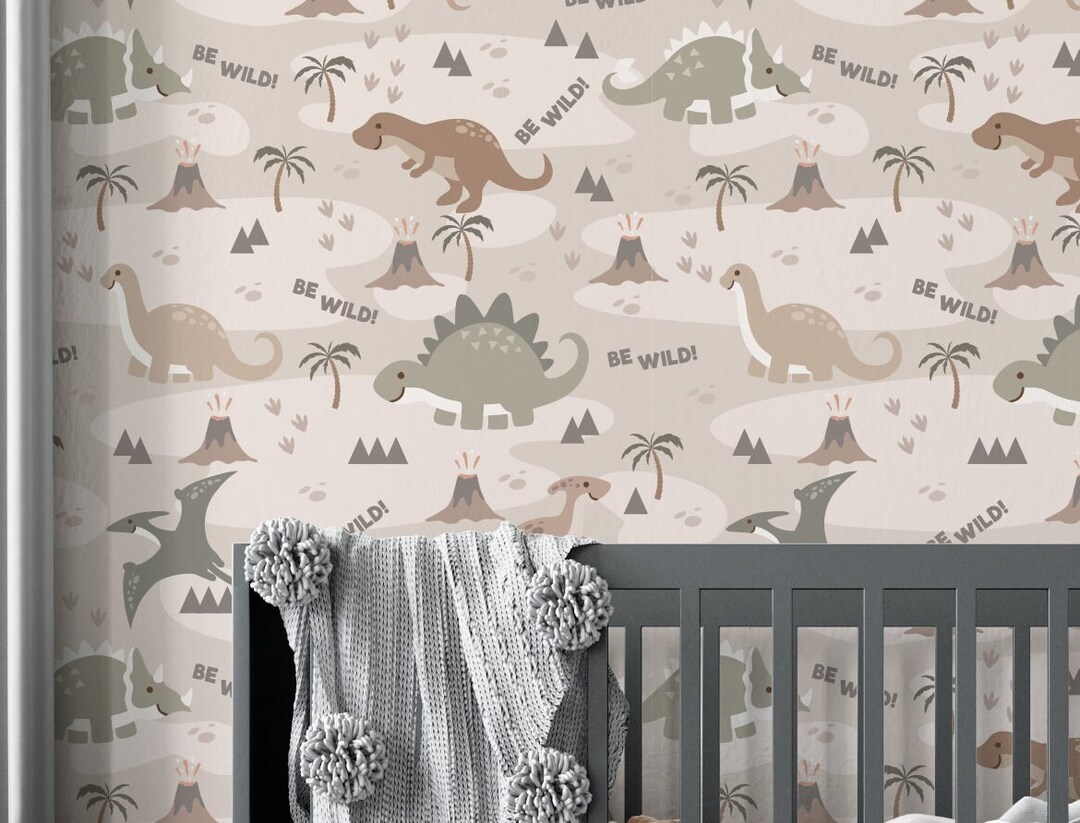 Dino Park Wallpaper for Nursery or Kids Room Peel and Stick Dinosaurs ...