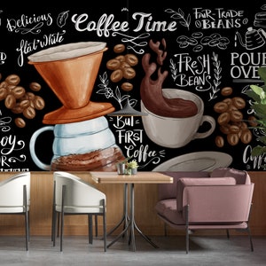 Coffee Peel and Stick Wallpaper for Coffee Shop Self Adhesive Removable
