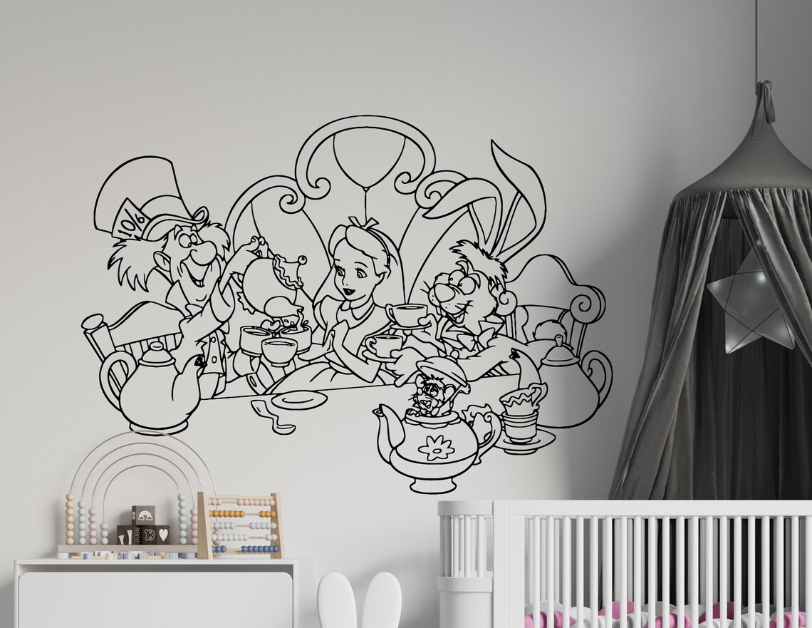 Alice in Wonderland Wall Decal Alice Wall Decor Cartoon Etsy