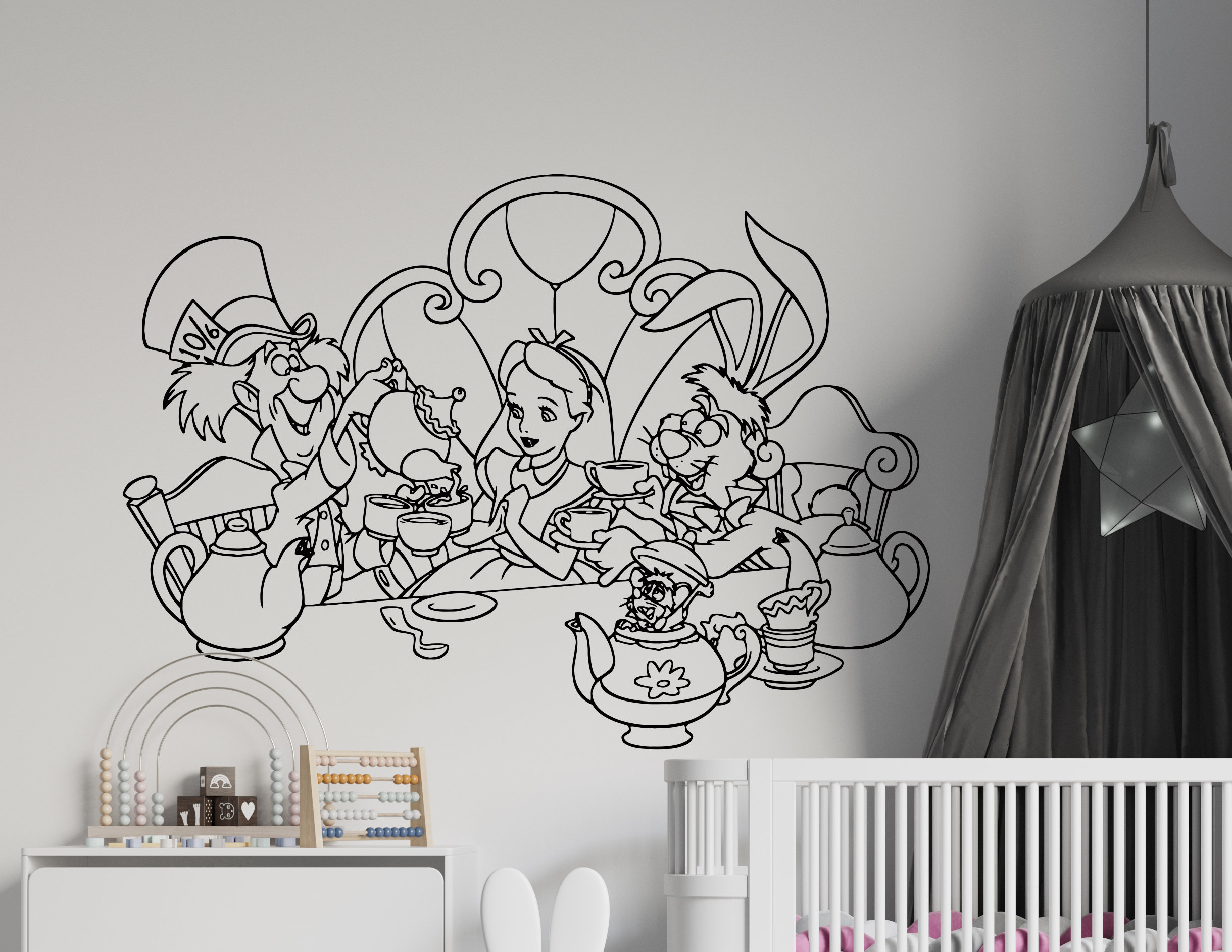 Alice's Wonderland Bakery Giant Peel and Stick Wall Decals with Alphabet