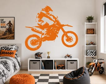 MoMotocross Wall Decal | Dirt Bike Vinyl Sticker | Boys Bedroom Motorcycle Decor | Moto Jump | 1544b