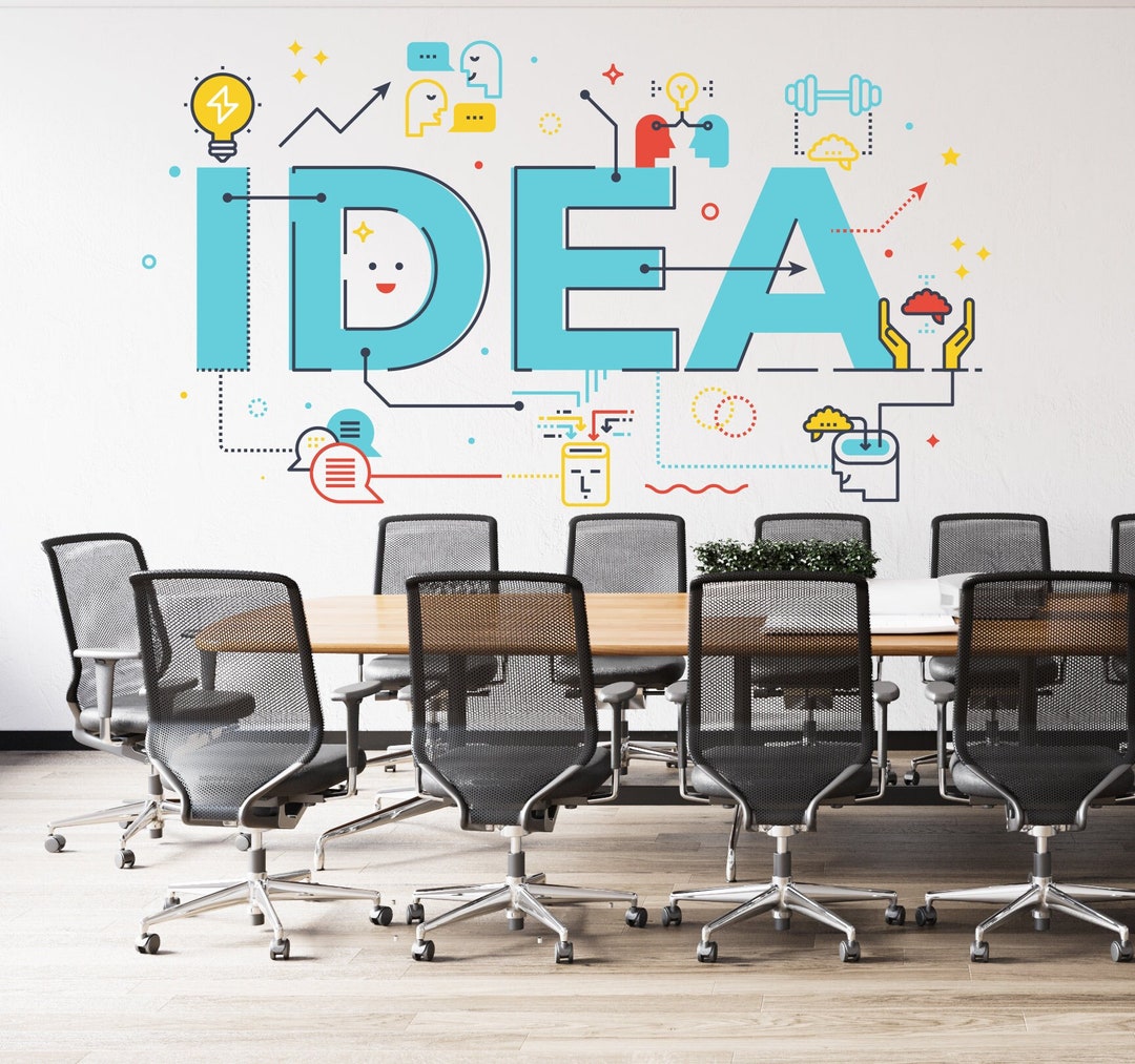 Teamwork Idea Light Bulb Vinyl Wall Decal | Office Quote Sticker ...