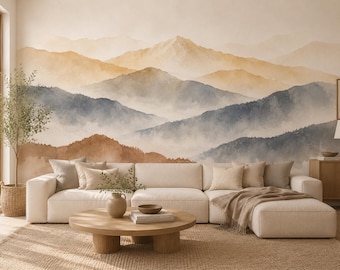 Sandstone Ridge | Neutral Mountain Wall Mural | Beige Minimal Landscape Wallpaper | Modern Decor | PW764