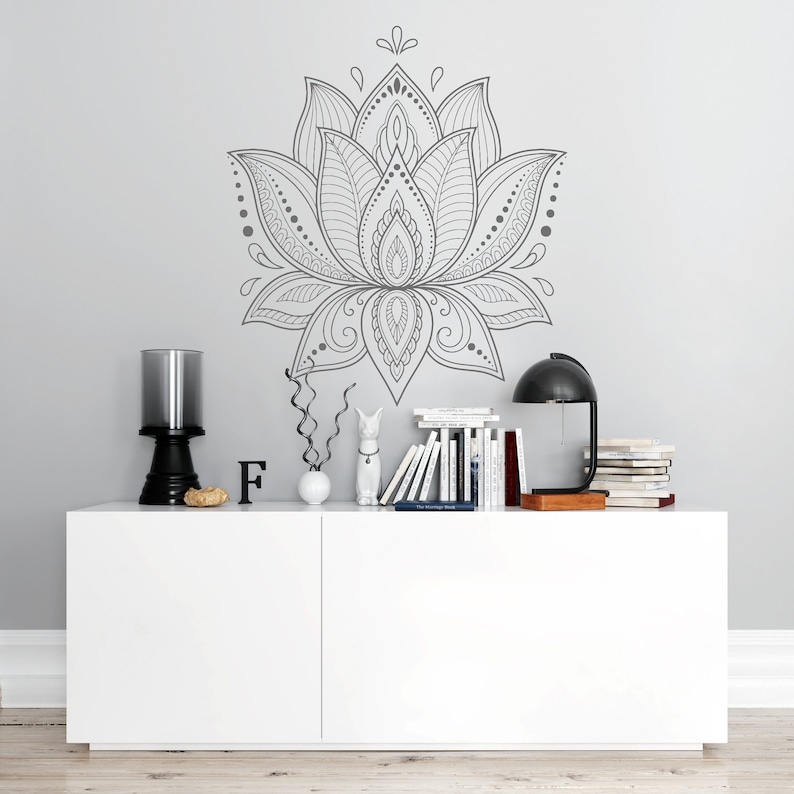 Lotus Wall Decal Lotus Flower Wall Decal Lotus Mandala Etsy