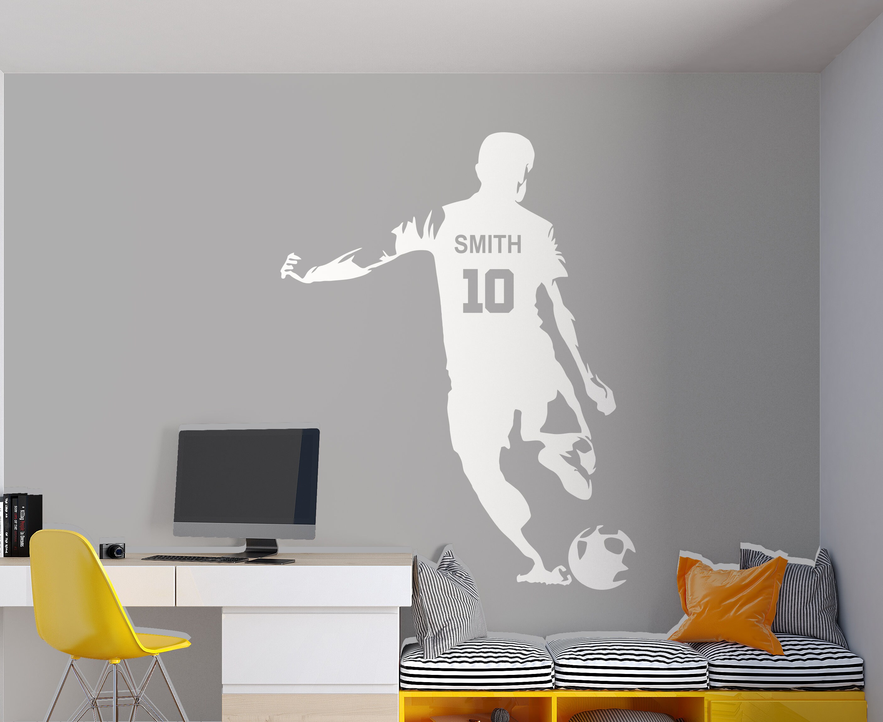 Personalized Soccer Player Vinyl Wall Decal | Custom Name Sticker ...