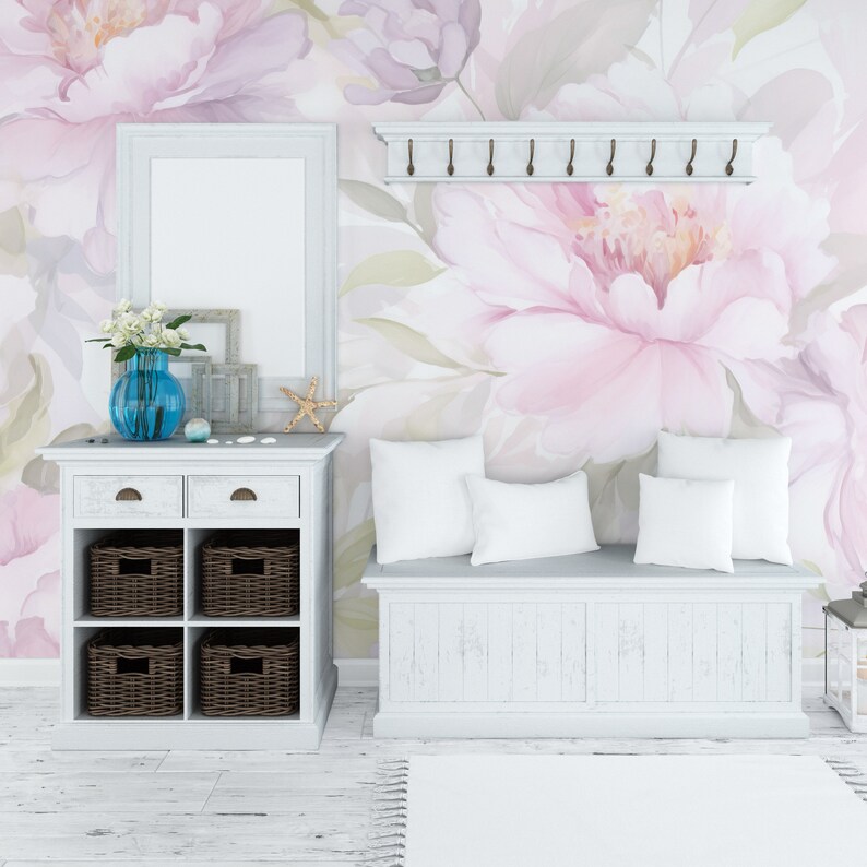Pastel Petal Peony Wallpaper | Pink Purple Floral Peel & Stick ...