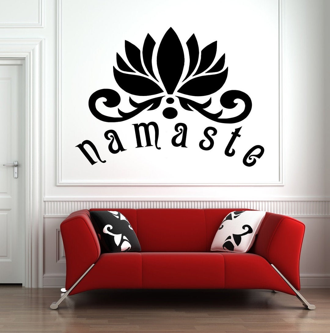 Namaste Lotus Flower Wall Decal: Yoga Studio Decor Y22 - Etsy