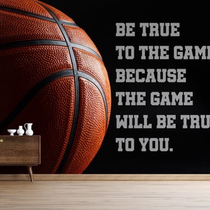 Basketball Peel and Stick Wallpaper Motivation Quote Self Adhesive Removable Fabric Mural Sports Wallpaper PW264