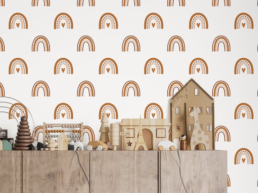 Boho Rainbow Arch Peel and Stick Wallpaper | Neutral Nursery Mural ...