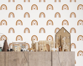 Boho Rainbow Arch Peel and Stick Wallpaper | Neutral Nursery Mural | Scandinavian Decor PW103