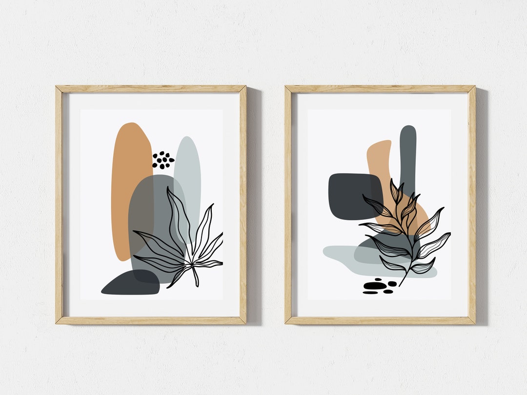 Bohemian Abstract Art Print Wall Poster Set of 2 Boho Poster Print Wall ...