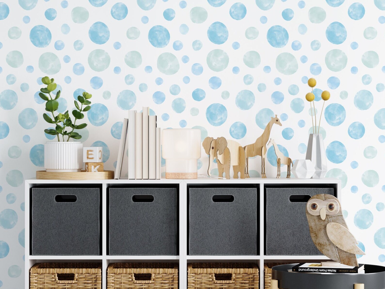 Watercolor Blue Polka Dot Peel and Stick Wallpaper Etsy