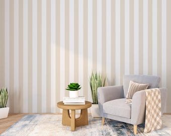 Sandstone Stripe | Beige Stripe Wallpaper | Neutral Modern Peel and Stick Wall Pattern | PW716