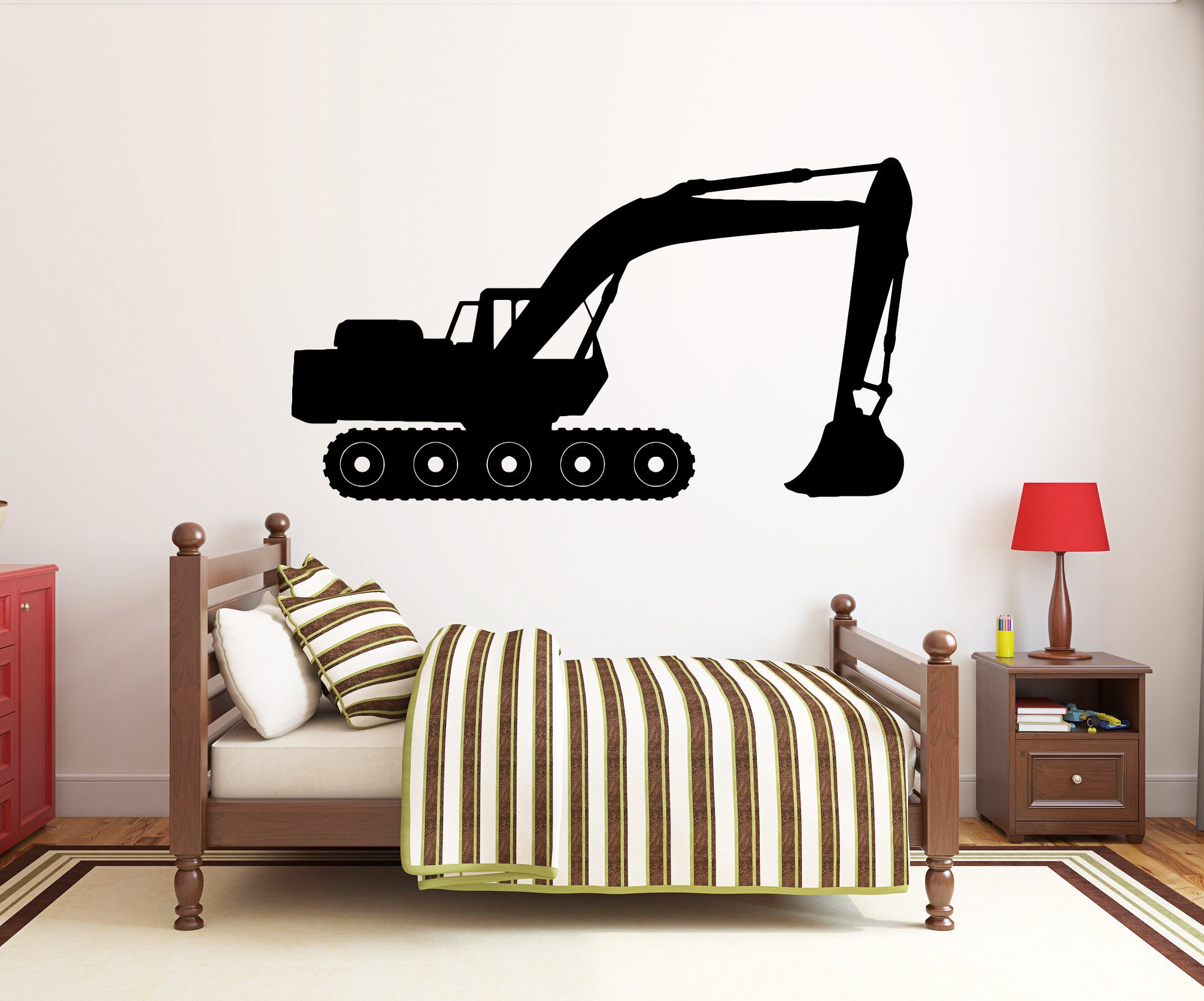 Construction Excavator Wall Decal Heavy Construction Wall Etsy