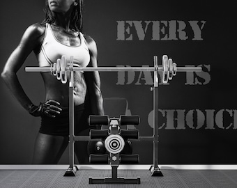 Crossfit Champion Gym Wallpaper | Weightlifting Peel & Stick Fitness Mural | Motivational Workout Decor | PW172
