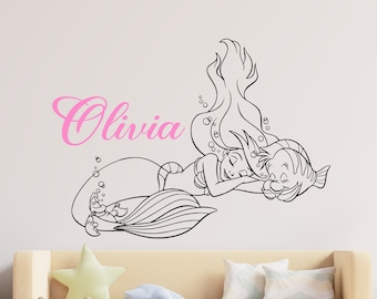Princess Ariel Wall Decal: Little Mermaid Nursery Decor CUS52
