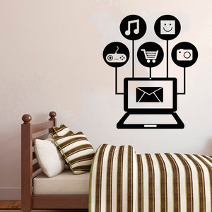 Calcomanía de pared para gamers, calcomanía de videojuegos, calcomanía de control, arte de pared para sala de juegos 2905