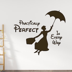 Mary Poppins Zitat Wandaufkleber Cartoon Aufkleber für Kinderzimmer Let's Fly a Kite Mary Poppins Wandkunst 17mp