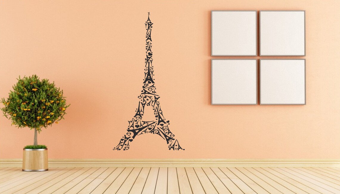 Paris Wall Decal Paris Skyline Wall Sticker Eiffel Tower Etsy