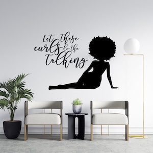 African Woman Wall Decal African Girl Wall Sticker Quote Beauty Salon Wall Art AF4