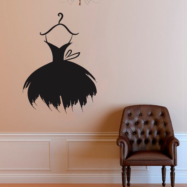 Mode, Wall Decal, Autocollant fenêtre, Style, Vêtements, Boutique, Robe, Robe Noire, Modèle, Chapeau 2169