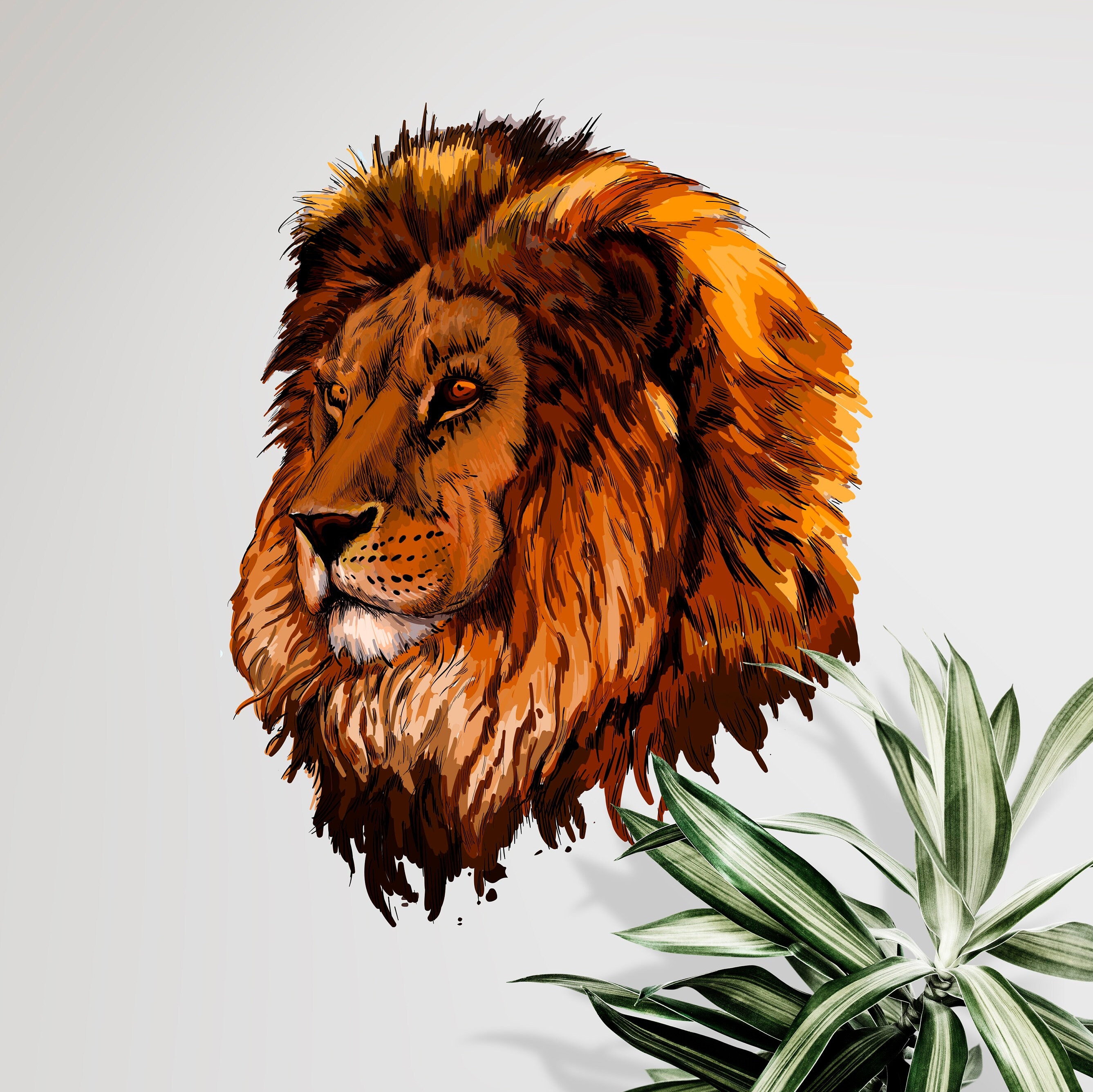 Regal Lion Head Decal | Full Color Vinyl Sticker Home Decor