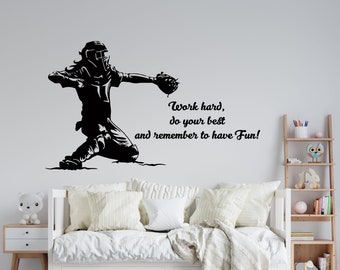 Baseball Girls Wall Decal | Softball Wall Sticker | Baseball Quote Wall Decal CUS135