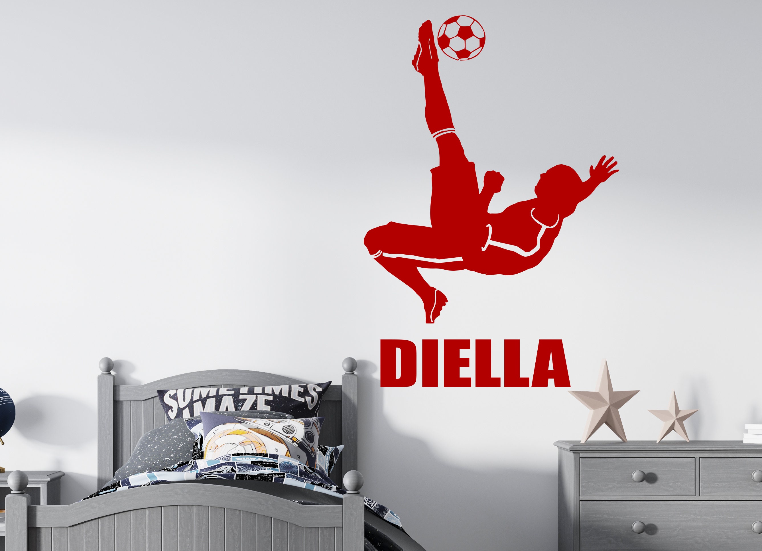 Personalized Soccer Player Wall Decal: Custom Name Vinyl Sticker 5119 ...