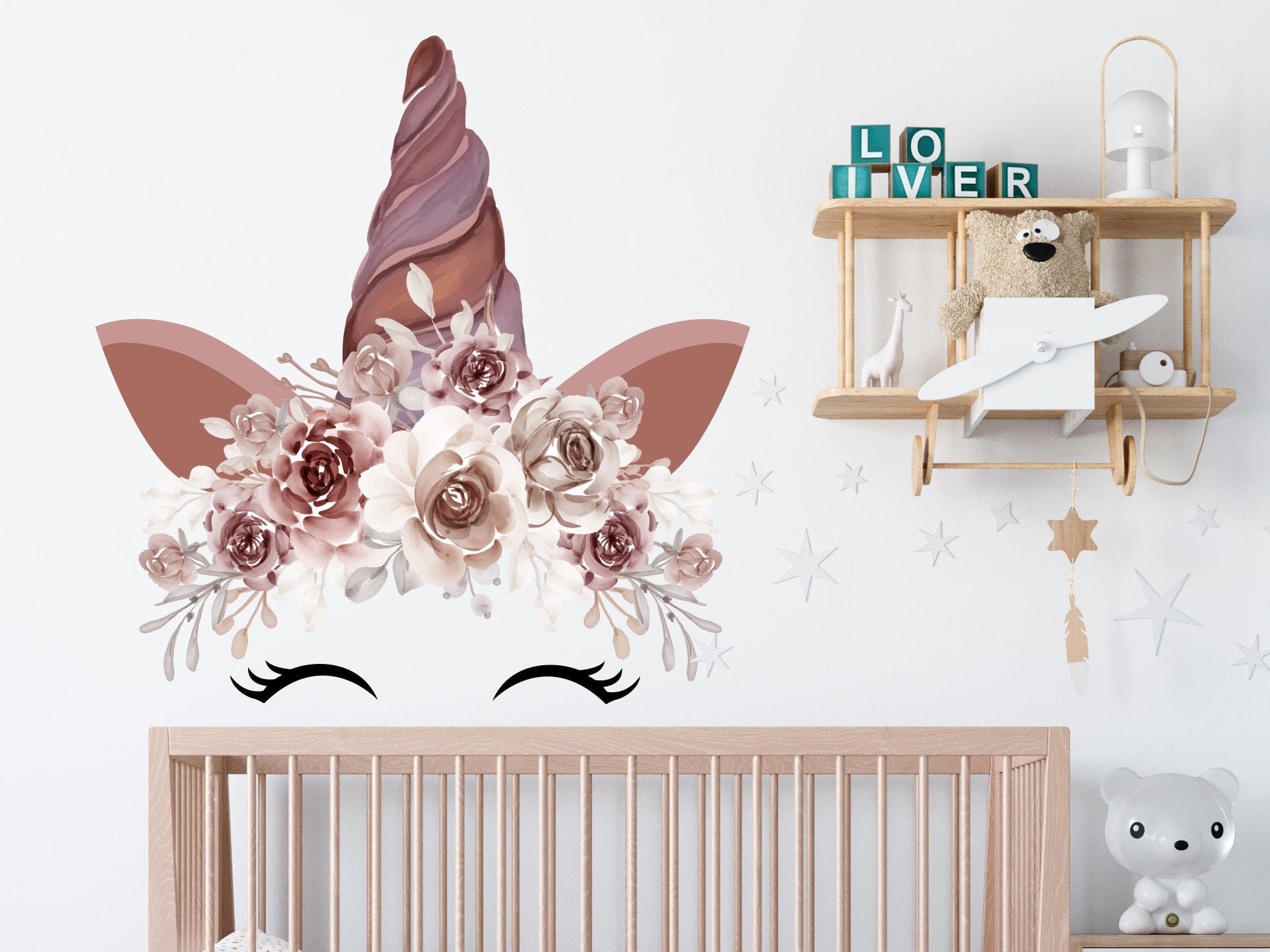 Unicorn Wall Decal for Nursery Wall Decor Cute Unicorn With Etsy