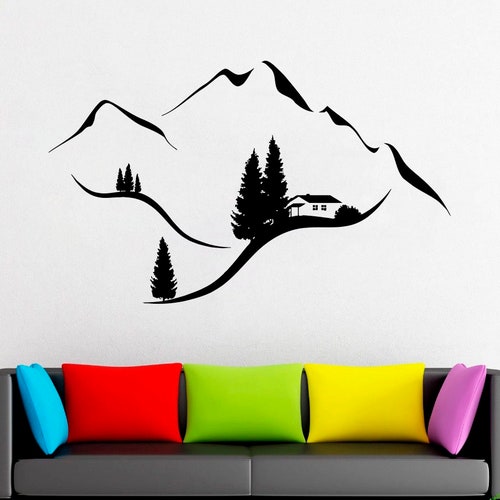 Mountains Wall Decal Mountain Wall Sticker Adventure Wall Etsy