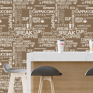 Coffee Peel and Stick Wallpaper for Coffee Shop Self Adhesive Removable