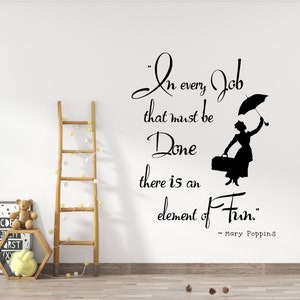 Mary Poppins Quote Wall Decal Cartoon Decals for Nursery Let's Fly a Kite Mary Poppins Wall Art 33mp