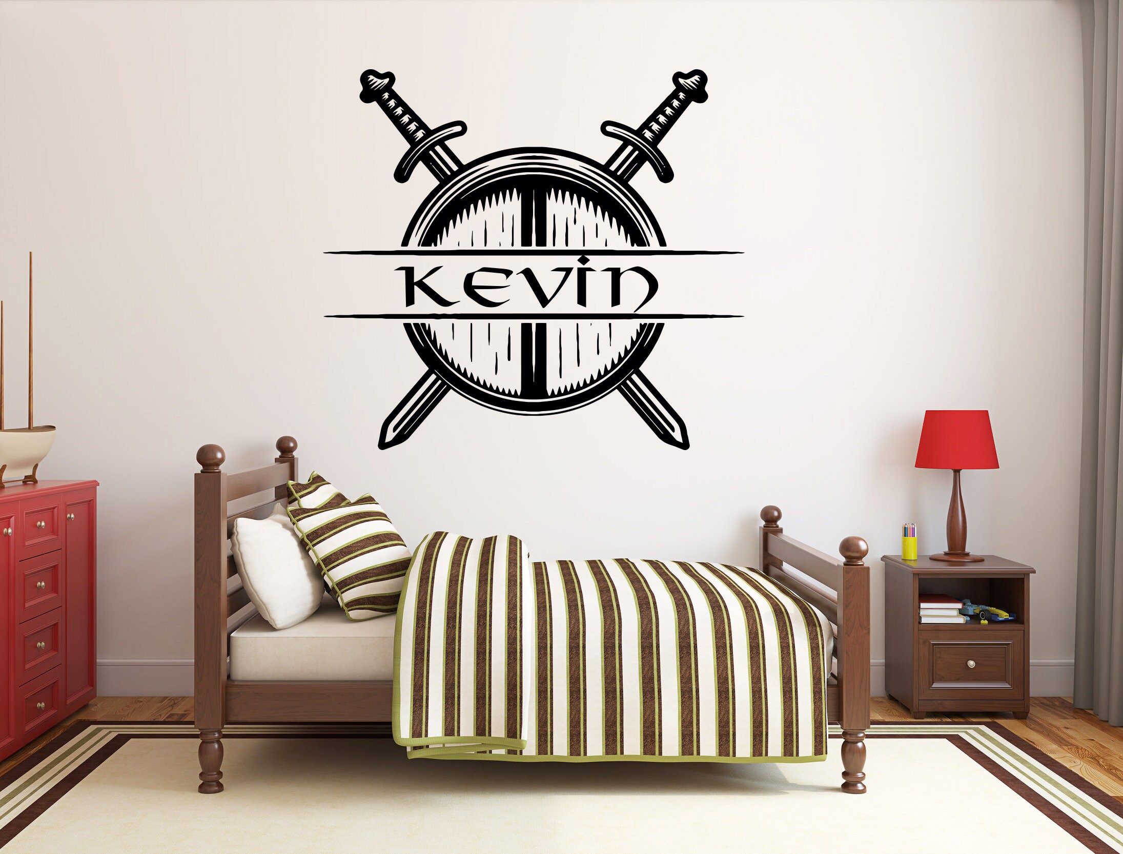 Personalized Vikings Shield and Sword Wall Decal Vikings Etsy