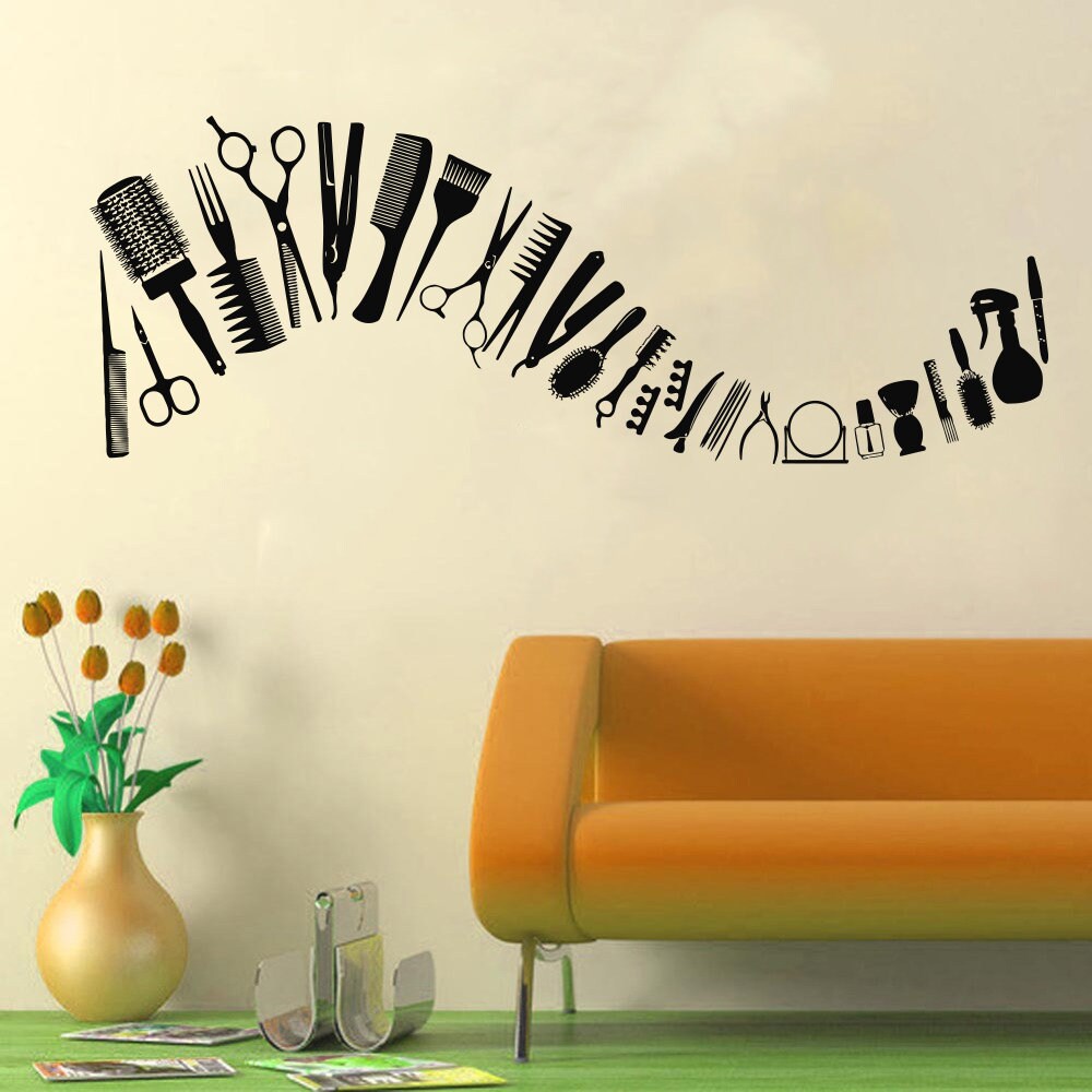 Hair Salon Wall Window Decal Sticker Hair Stylist Hair Tools Etsy