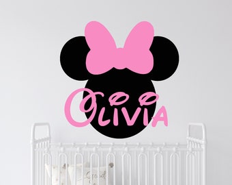 Personalized Name Wall Decal | Minnie Mouse Wall Decal | Custom Name Wall Decal | Decal for Nursery cn47