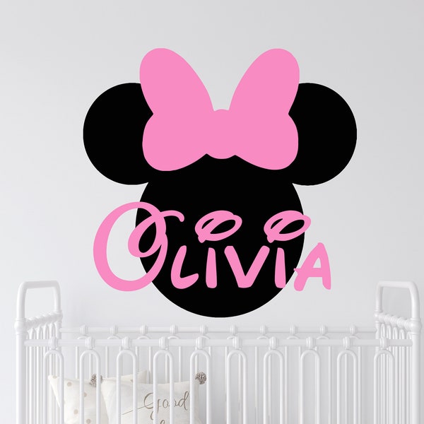 Personalized Name Wall Decal | Minnie Mouse Wall Decal | Custom Name Wall Decal | Decal for Nursery cn47