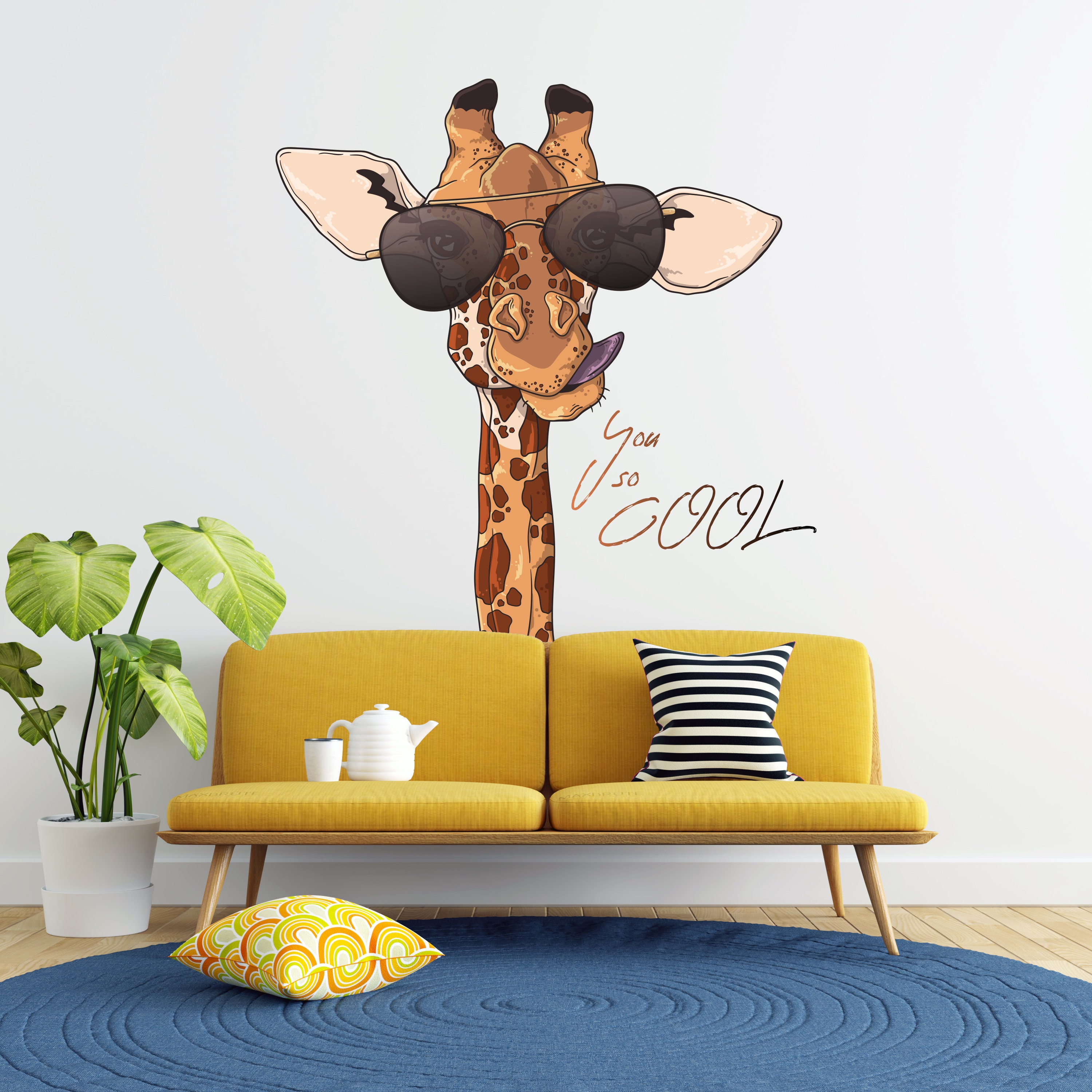 Funny Giraffe Wall Decal for Safari Nursery Giraffe Wall Etsy