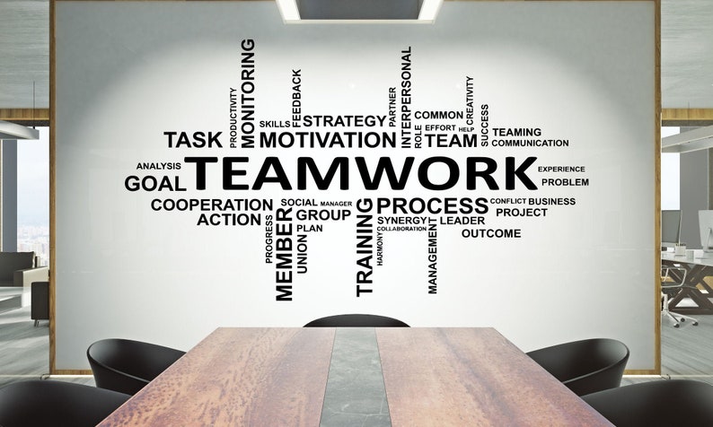 Office Wall Decal Teamwork Quote Wall Sticker Office Decor Inspire Office Quote Motivation Idea Wall Art 1552re image 1