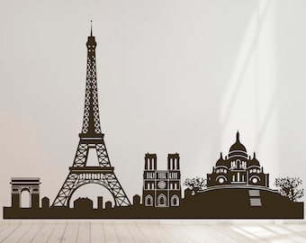 Paris Skyline Wall Decal: Eiffel Tower Vinyl Sticker 2794