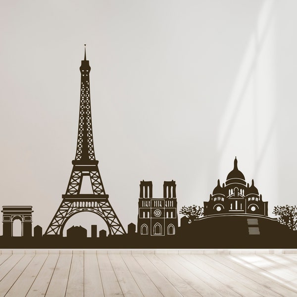 Paris Skyline Wall Decal: Eiffel Tower Vinyl Sticker 2794