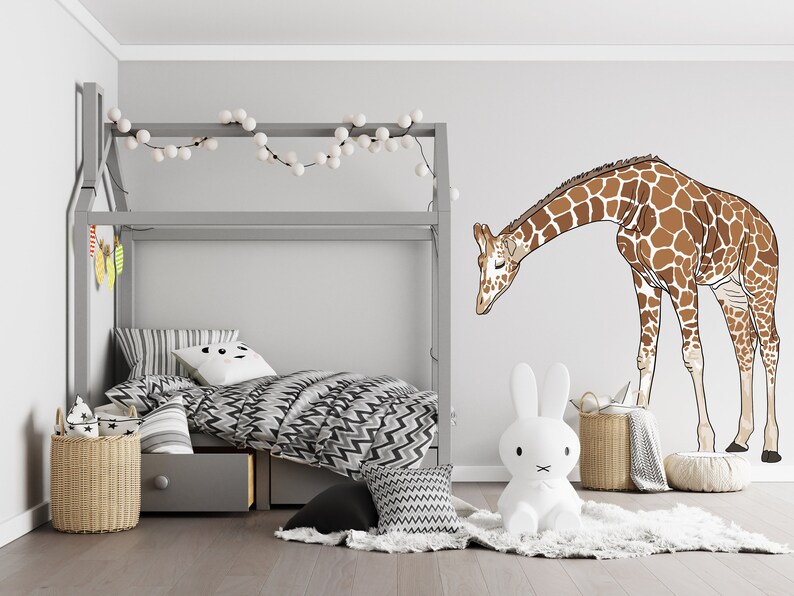 Baby Giraffe Wall Decal for Safari Nursery Giraffe Wall Etsy