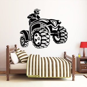 ATV Rider Wall Decal Quad Bike Wall Sticker 4 Wheeler Wall Decor 1621b