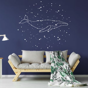 Whale Constellation Wall Decal Fish Stars Wall Sticker Sky Wall Art C26