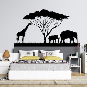 African Savanna Wall Decal Safari Animals Wall Decor Africa Wall Art Silhouette AF53