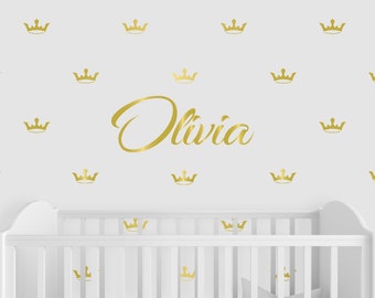 Princess Crown Custom Name Wall Decal - Girls Room Decor CR17