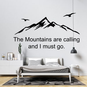 Nature Camping Mountains Wall Decal | Mountain Travel Wall Sticker | Pine Trees Mountains Wall Decal | Adventure Wall Decor CUS158