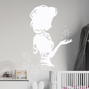 Princess Elsa Wall Decal  Frozen Wall Decor  Cartoon Wall Sticker  Wall Decor for Girls Bedroom 4992