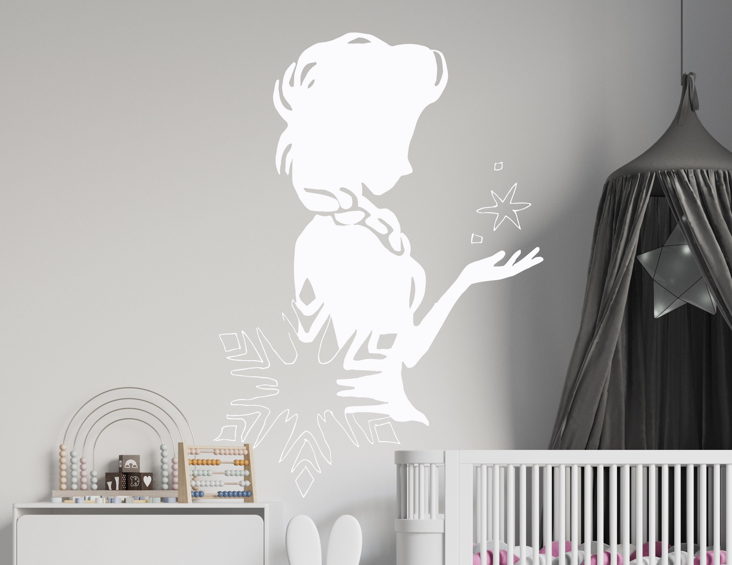 Princess Elsa Wall Decal Frozen Wall Decor Cartoon Wall Etsy